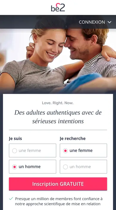 Formulaire d’inscription gratuite de be2.fr sur smartphone, présenté dans ce be2 avis