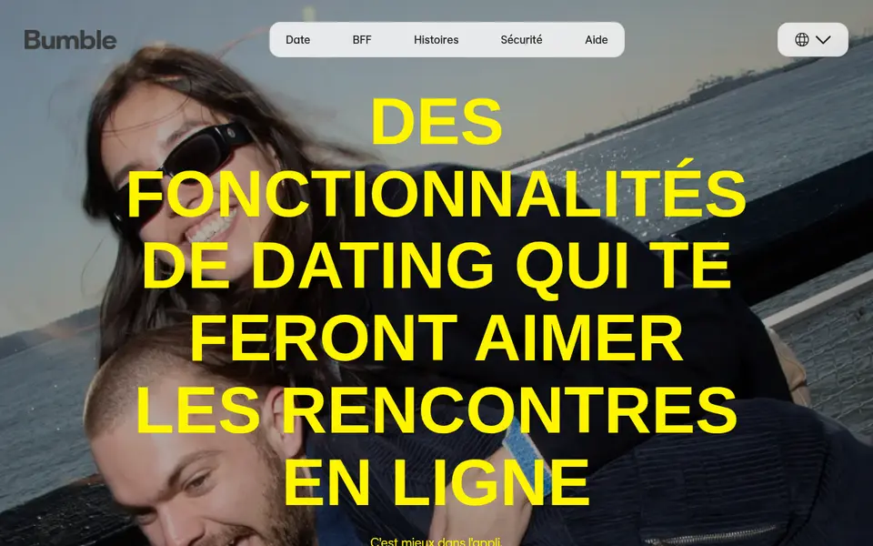 Bumble avis sur le mode Date : page des fonctionnalités de rencontre de Bumble